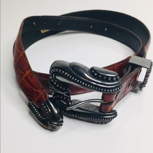 Vicenza alligator print calfskin Vtg Belt